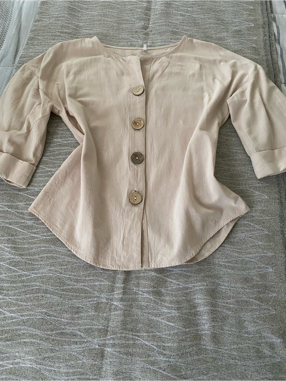 Cotton  3/4  sleeve beige blouse